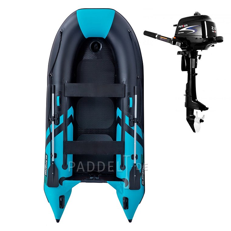 Schlauchboot GLADIATOR CLASSIC B330AD black turquoise mit Hochdruckboden