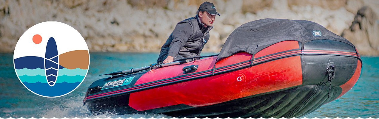 Schlauchboote mit Außenbordmotoren - Farben Red, black, Schwarz, Schwarz