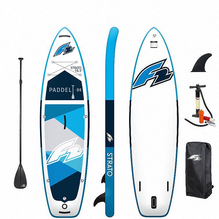 Paddle aufblasbares Board Up BLUE 10\'5 F2 mit SUP - Paddel Stand STRATO