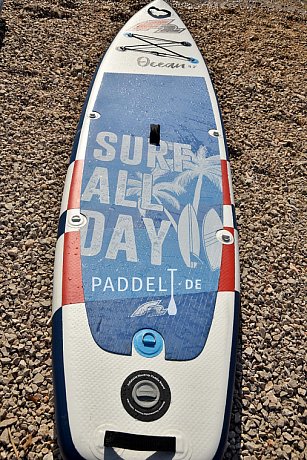 SUP F2 OCEAN 9\'2 Up Paddle aufblasbares Board - BOY mit BLUE Stand Paddel